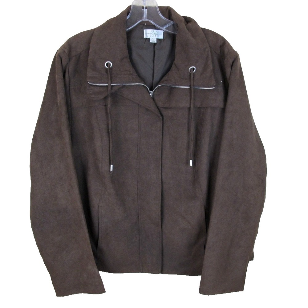 Studio Works Brown Full Zip Jacket Women's Large Spring Fall - NEW!